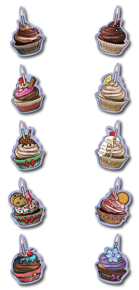 BUNDLE! Cupcakes With Candles Bundle - 5 Double-Sided Photo Booth Props