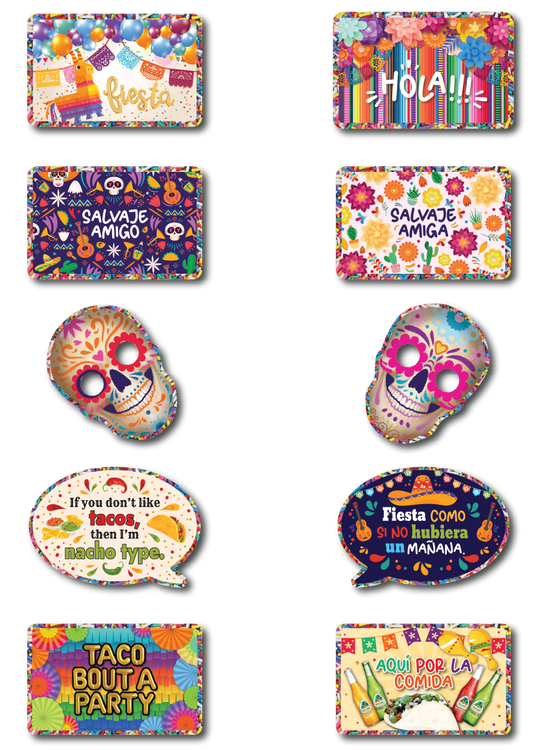 BUNDLE! Fiesta - 5 Double-Sided Photo Booth Props
