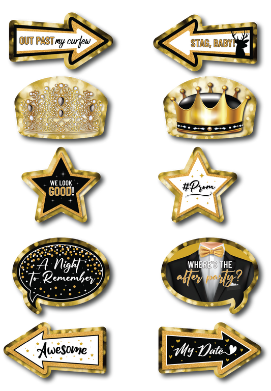 BUNDLE! Prom - 5 Double-Sided Photo Booth Props