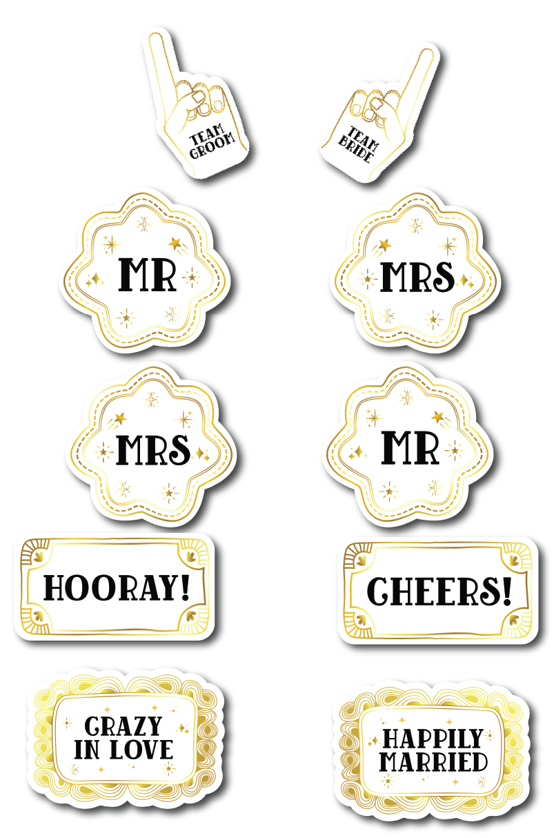 BUNDLE! Wedding Modern 1: 5 Double-Sided Photo Booth Props