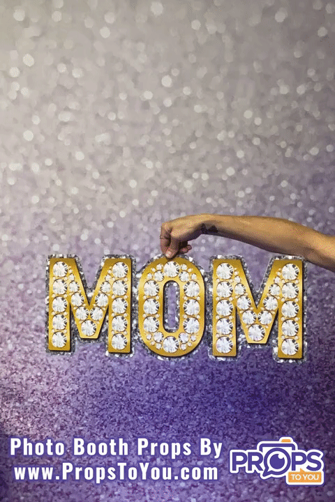 BIG Props: MOM - Jeweled/Floral Double-Sided Photo Booth Prop