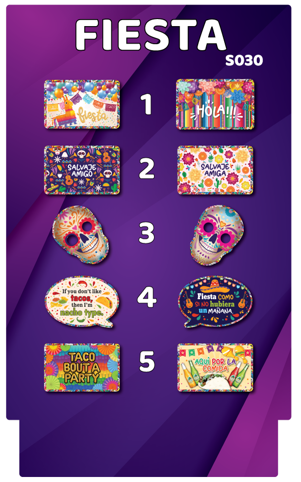 BUNDLE! Fiesta - 5 Double-Sided Photo Booth Props
