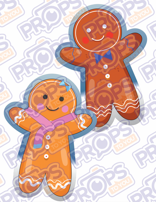 BIG Props: Christmas - Cute! Gingerbread Man/Woman Photo Booth Prop