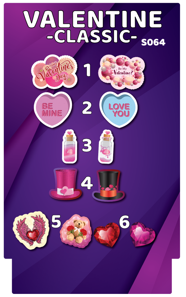 BUNDLE! Valentine - Classic - 6 Double-Sided Photo Booth Props
