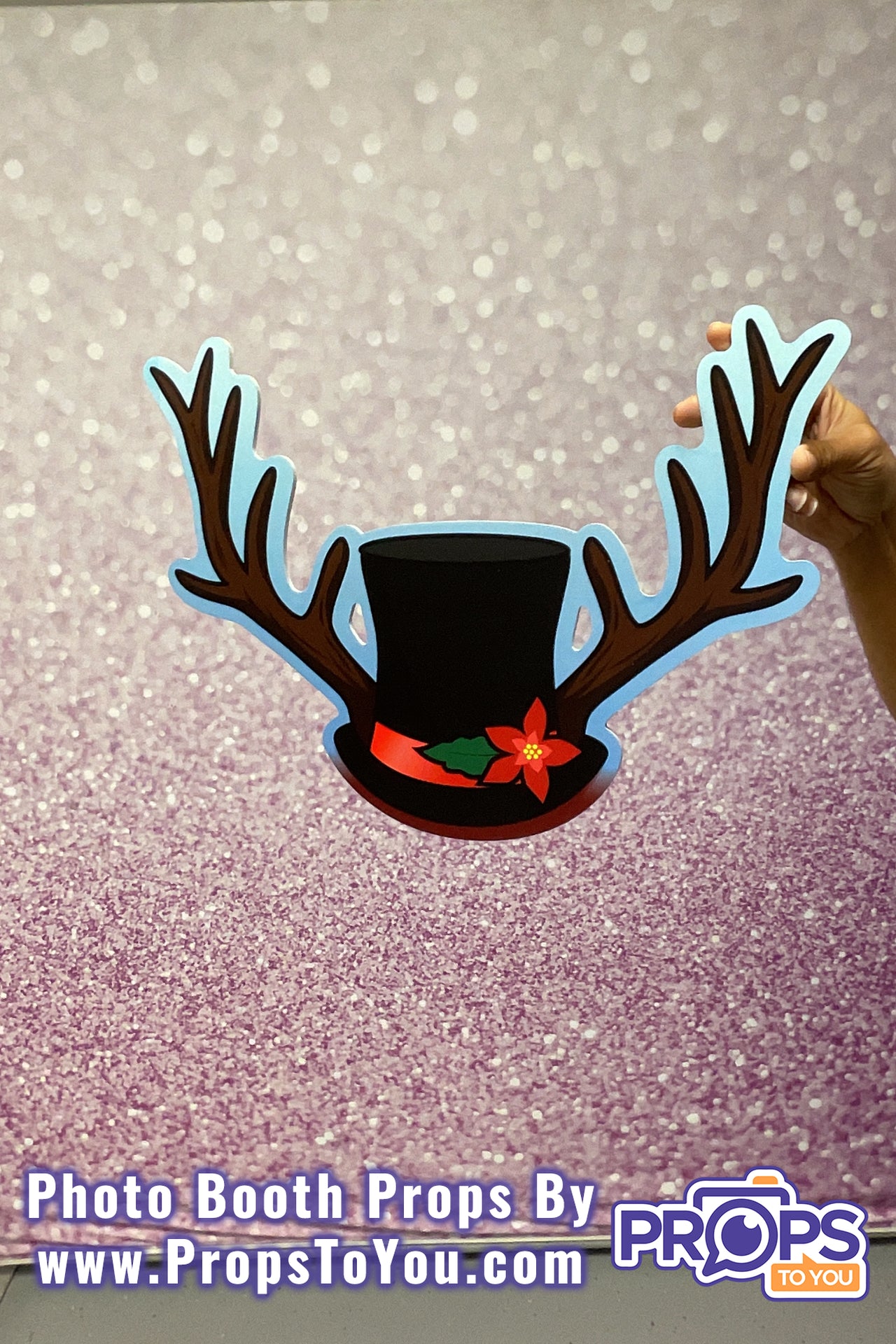 BIG Props: Christmas - Classic! Reindeer Antlers With Frosty Hat Photobooth Prop