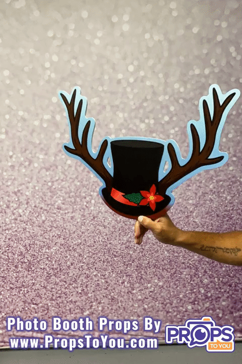 BIG Props: Christmas - Classic! Reindeer Antlers With Frosty Hat Photobooth Prop