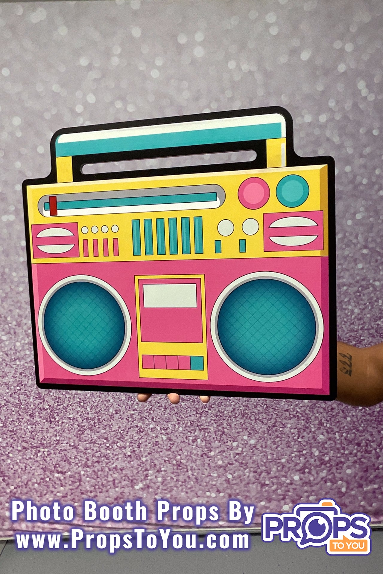 HUGE Props: 1980's! Pink/Black Boom Box (Stereo) Photo Booth Prop